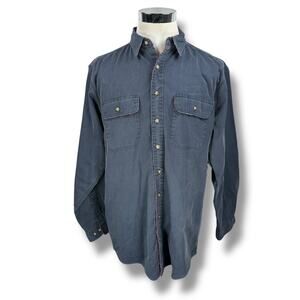 LL Bean Hurricane Shirt Mens Large Tall Blue Plaid Lined Long Sleeve Button-Up